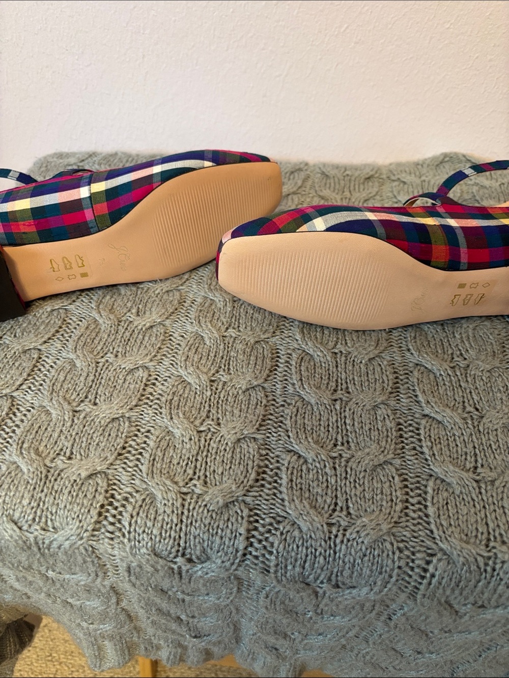 J. Crew Multicolor Plaid Mary Jane Flats with Ankle Strap - Picture 3 of 4